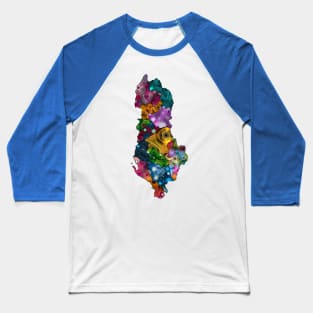 Spirograph Patterned Albania Counties Map Baseball T-Shirt